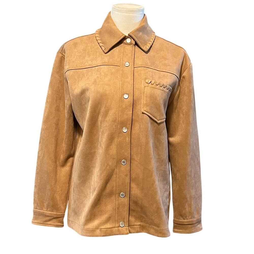 Bagatelle Boho Western Tan Faux Suede Shacket Jacket Size XS - Picture 2 of 11